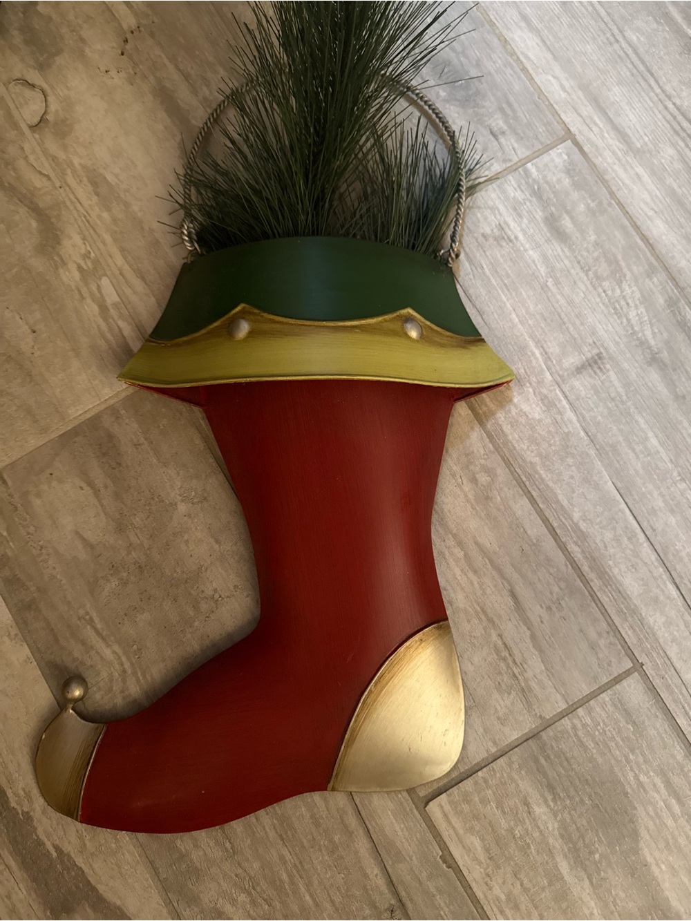 Southern Living At Home Red and Green Decorative Christmas Stocking Wall Pocket